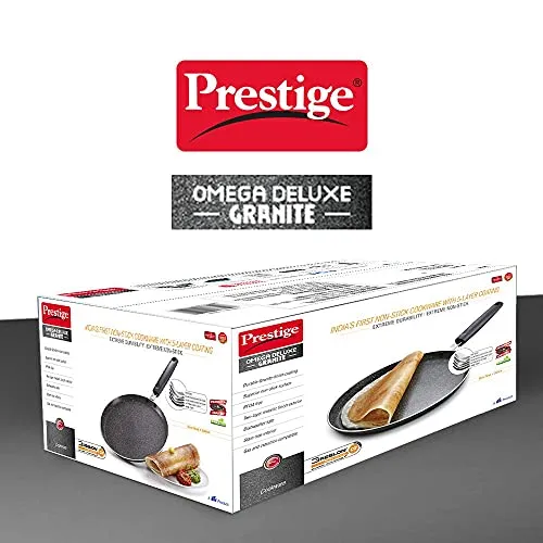 Prestige Omega Deluxe Granite Dosa Tawa, 280 mm, Black, Nonstick Aluminium