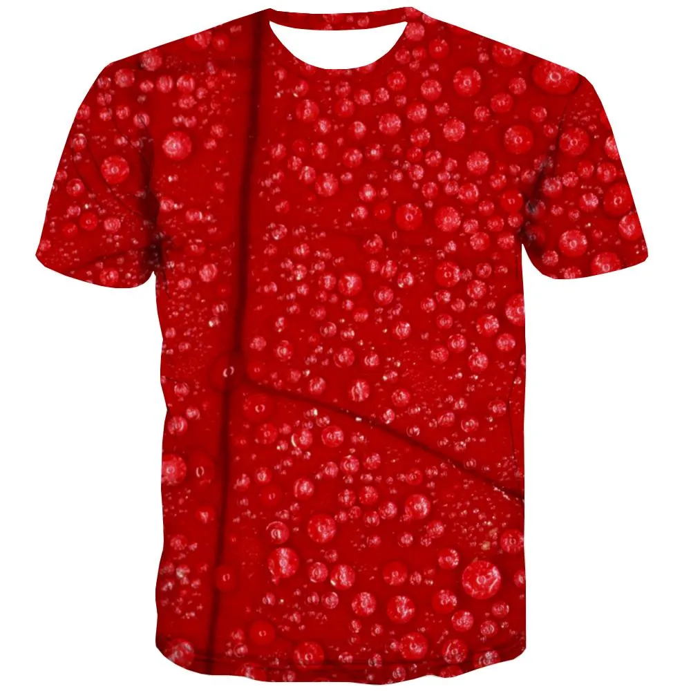 red water drop pattern shirts top tee special texture men art costume different Cool