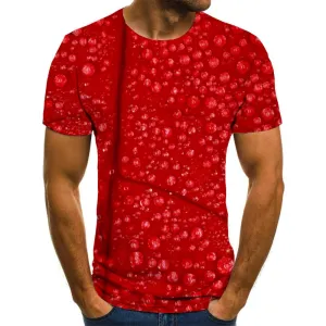 red water drop pattern shirts top tee special texture men art costume different Cool