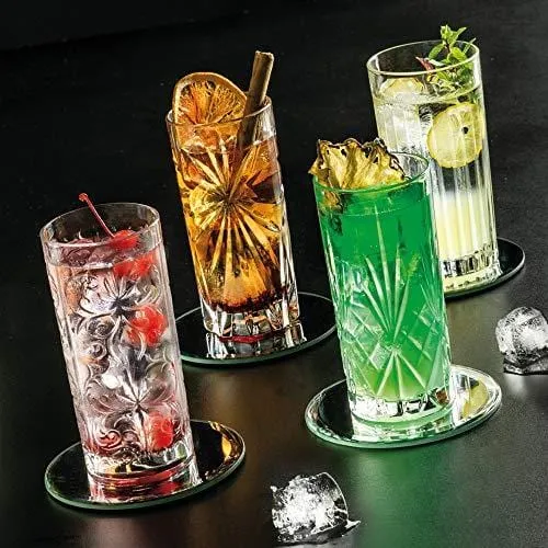 Set of 6 CRYSTAL HIGHBALL Durable Drinking glasses Limited Edition Glassware Drinkware Cups/coolers (11oz)