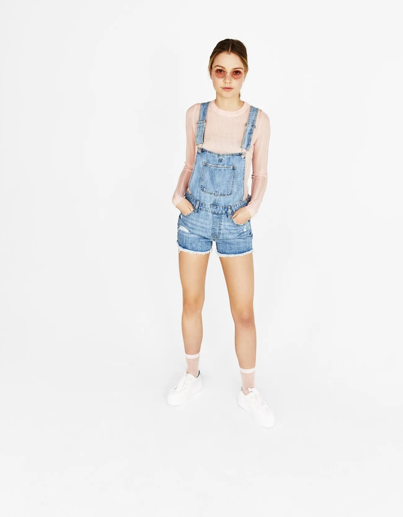 Short denim dungarees