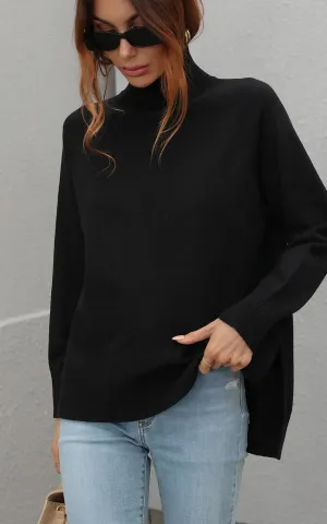 Turtleneck Long Sleeve Solid Color Sweater