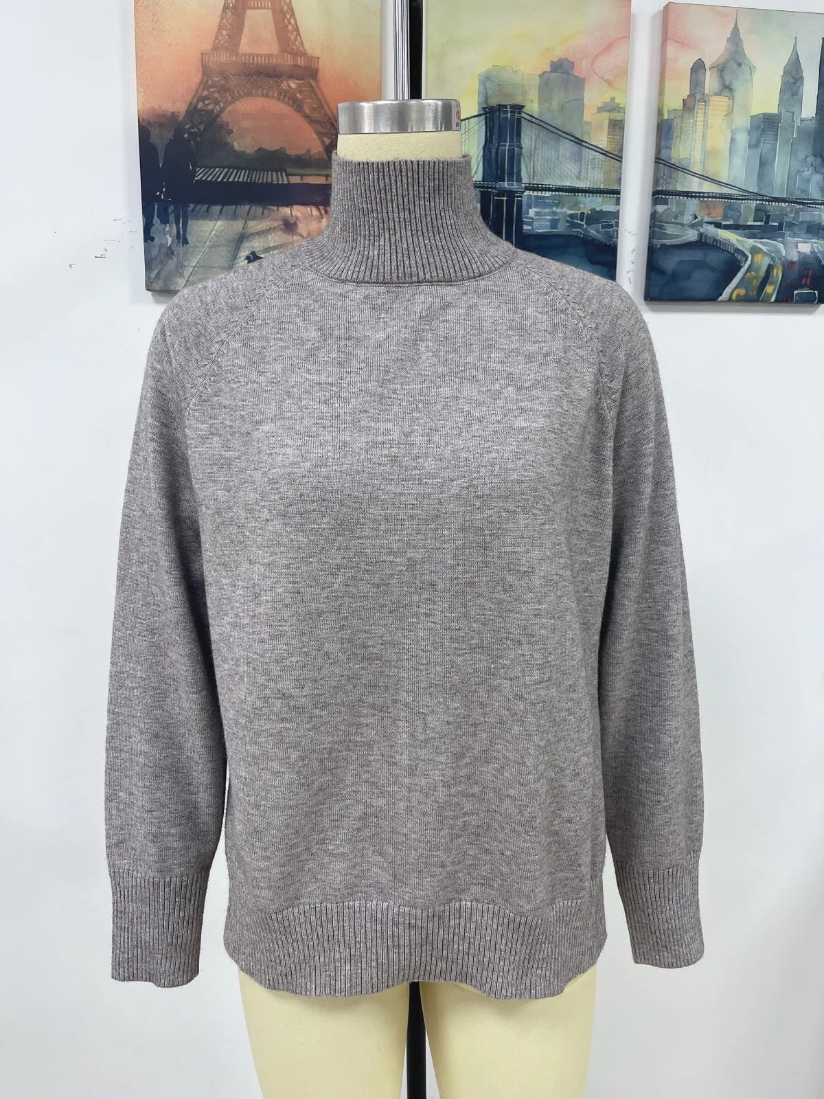 Turtleneck Long Sleeve Solid Color Sweater