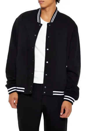 Varsity Striped Fleece Bomber Jacket