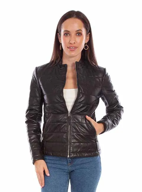 Women's Leather Jacket Collection: Scully Zipped Front Rib