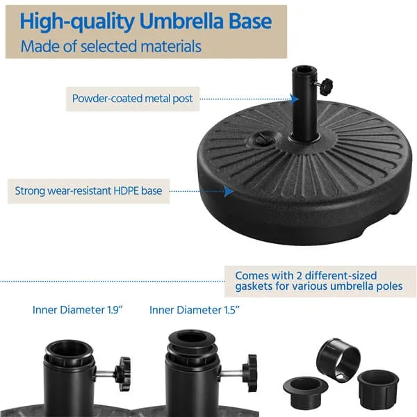 Yaheetech Umbrella Base 22L Round Water & Sand Filled Patio Outdoor Umbrella Stand