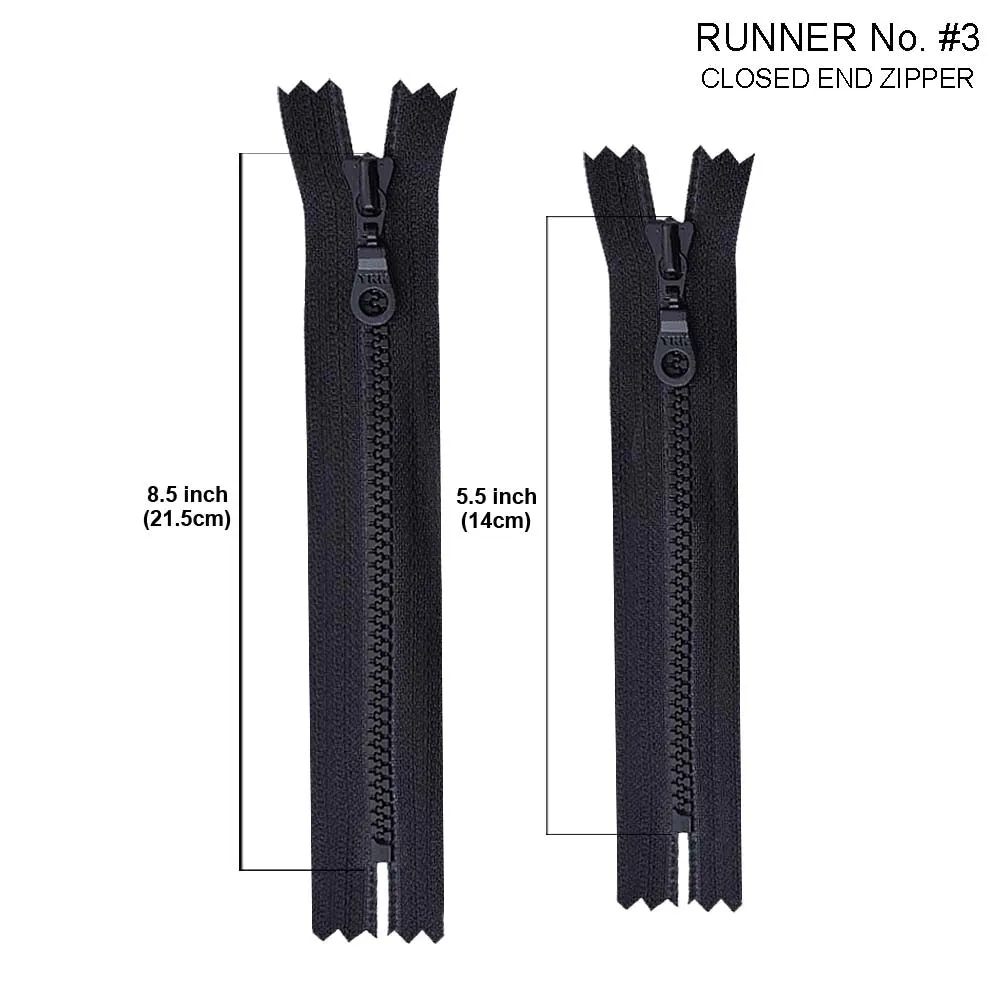 YKK- #3 Black/White Vislon YKK Zipper for Designer Clothing